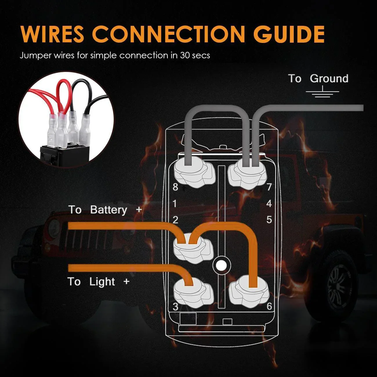 5 Pin Laser On/Off switches 20A/12V 10A/24V Switch with Jumper Wires Set for Cars,Trucks,RVs - Image 5