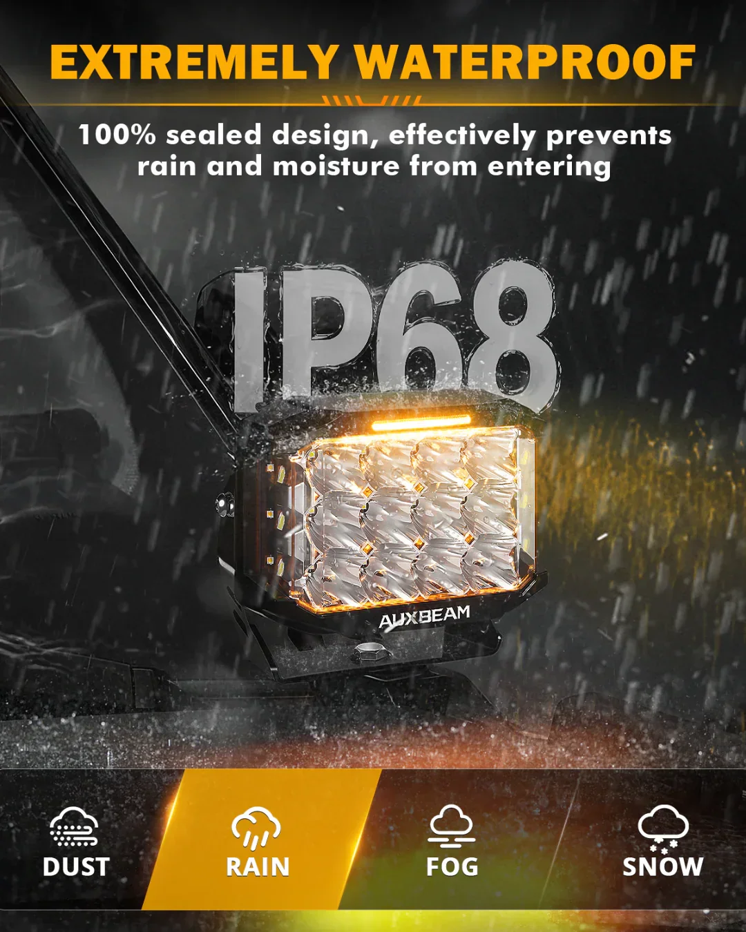V-MAX Series | 7x5 Inch Rectangle 228W 26100LM Spot Beam Side Shooter LED Driving Lights with Amber DRL&Backlight - Image 6