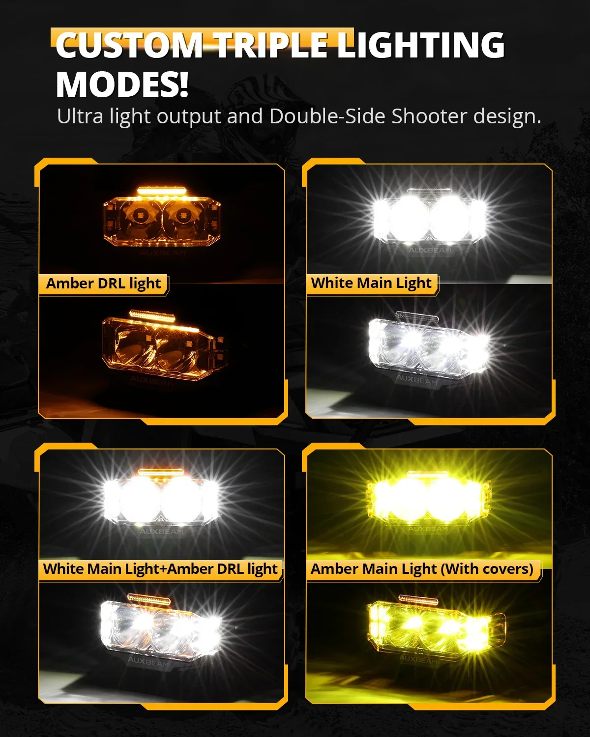 V-MAX Series | 4 Inch 72W 6960LM Spot Beam Side Shooter LED Rectangular Pod Lights with Amber DRL - Image 4