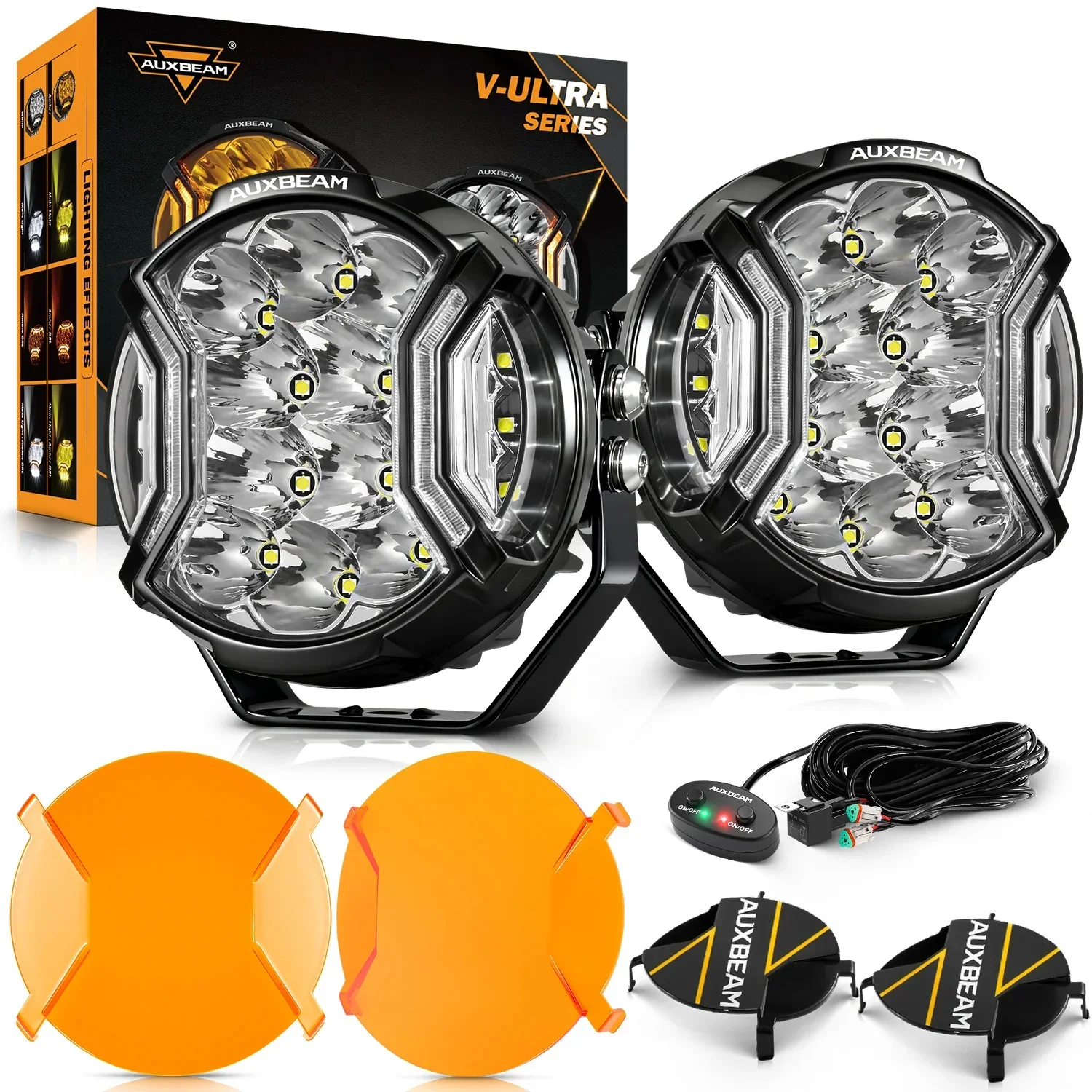 V-ULTRA Series | 5 Inch 172W LED Side Shooter White Pod Lights with Amber DRL - Image 20