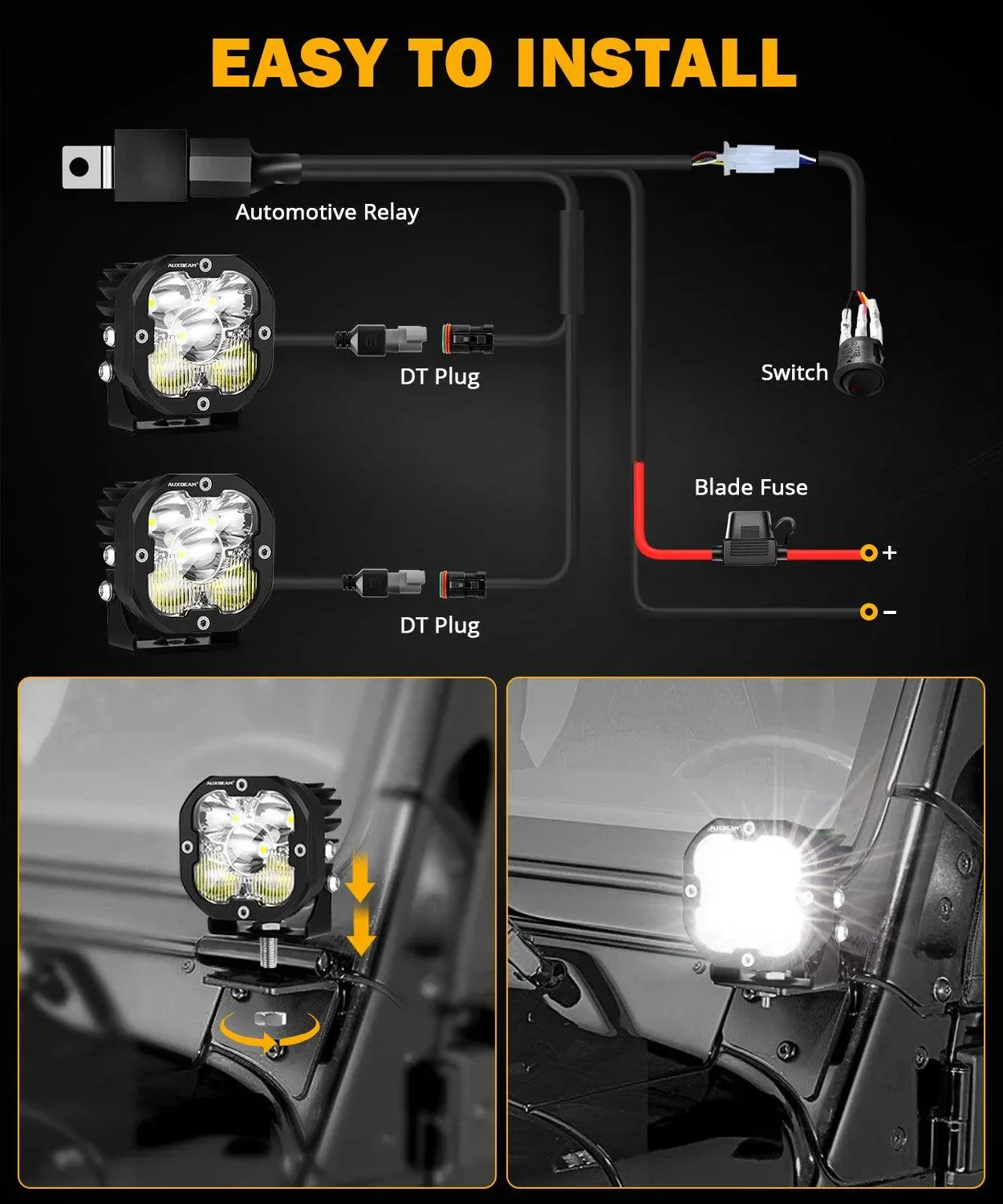 XP-ULTRA Series 3 Inch 80W Combo Beam LED Pods Amber&White Offroad Lights - Image 4