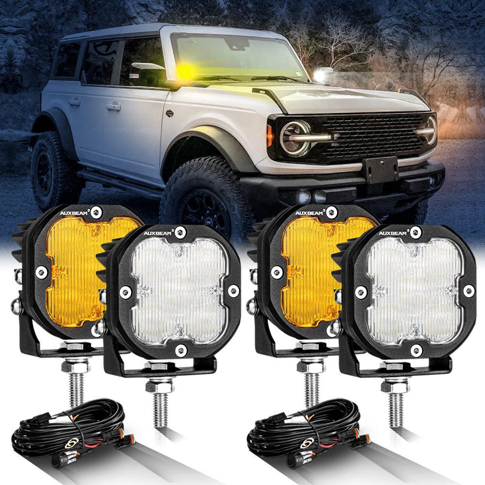 XP-ULTRA Series 3 Inch 80W Flood Beam LED Pods Amber&White Offroad Lights - Image 10