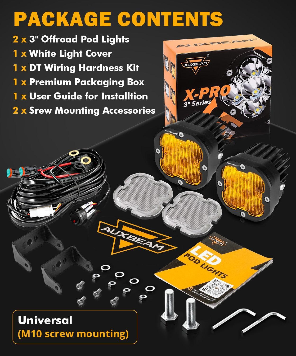 XP-ULTRA Series 3 Inch 80W Flood Beam LED Pods Amber&White Offroad Lights - Image 6