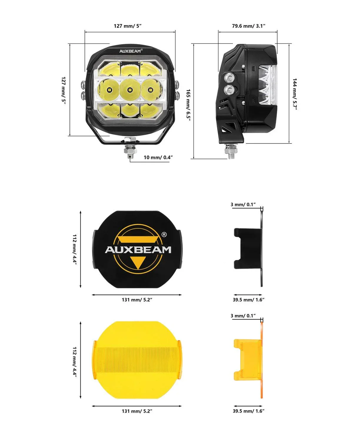 XP-ULTRA Series 5 Inch 174W LED Side Shooter Pod Lights with White DRL&Amber Turn Signal Light - Image 8