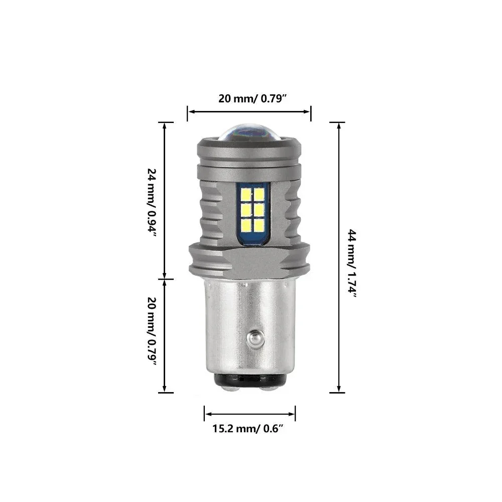 (2pcs/set) 1157/BAY15D Y2 Series 3-Sides Cool White LED Brake/Turn Single/Back-up/Side Maker/DRL - Image 3