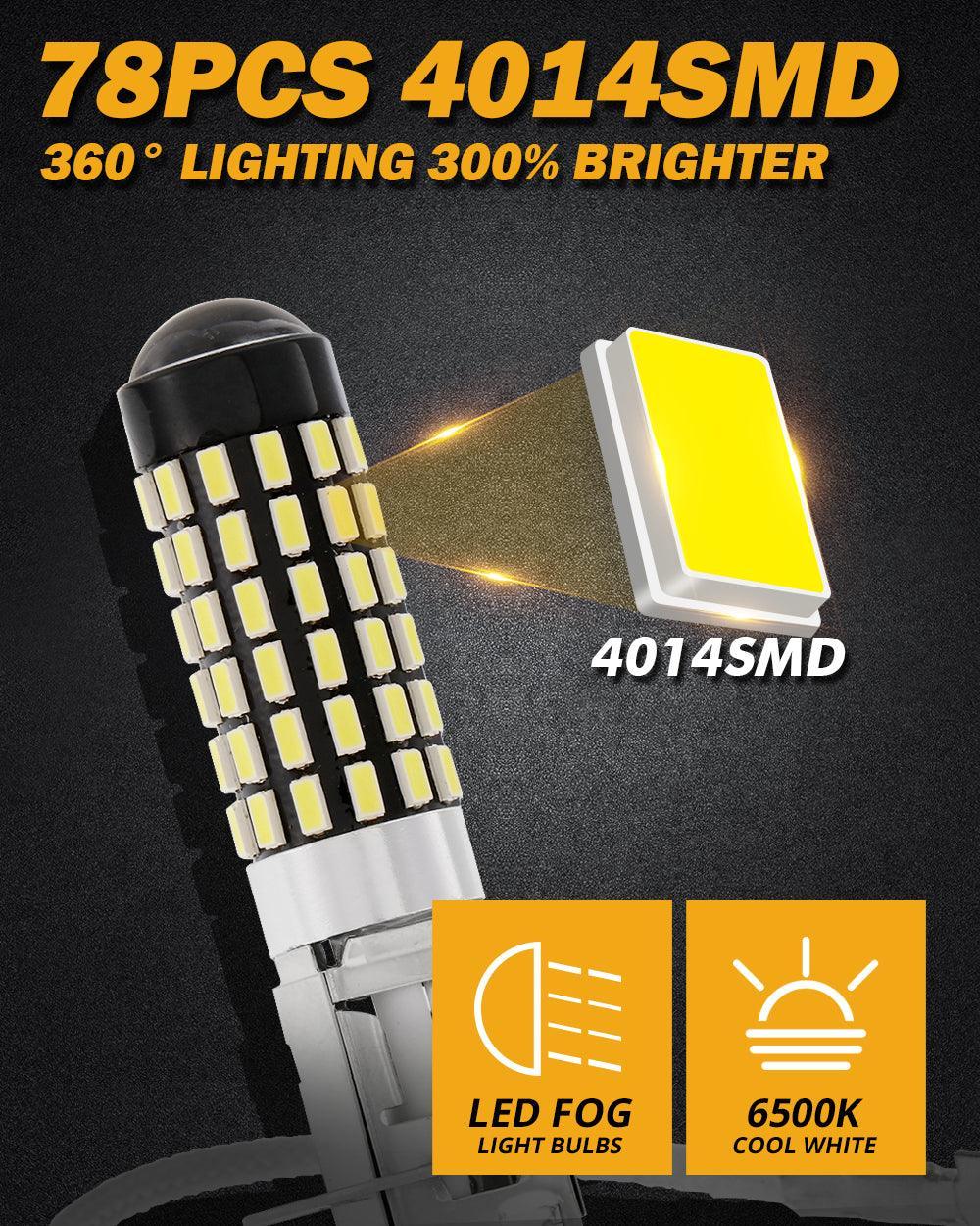 H3 LED Fog Light/DRL Bulbs 6W 2000ML 6500K White | 2 Bulbs - Image 3