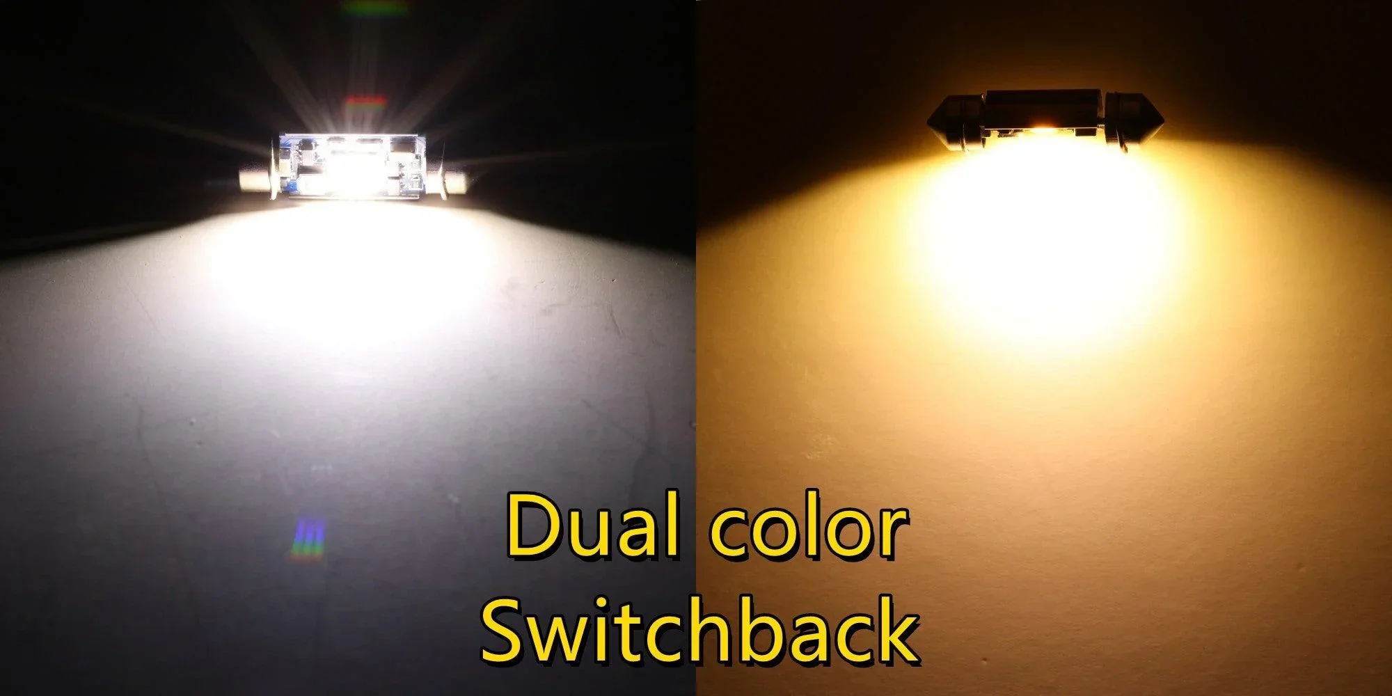 🆕(2pcs/set) Dual Color Switchback 36MM DE3174 3425 6461 11005 12854 1.42" 1860CSP 6500K Cool White& 5000K Natural White LED Festoon Canbus For Interior Dome Map License Plate Bulbs - Image 2