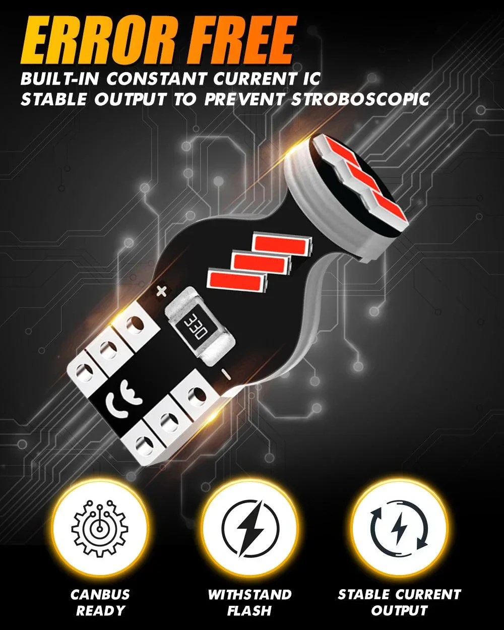 168 2825 W5W T10 LED Interior Light Bulbs 1.5W 300% Brighter Red | 10 Bulbs - Image 5