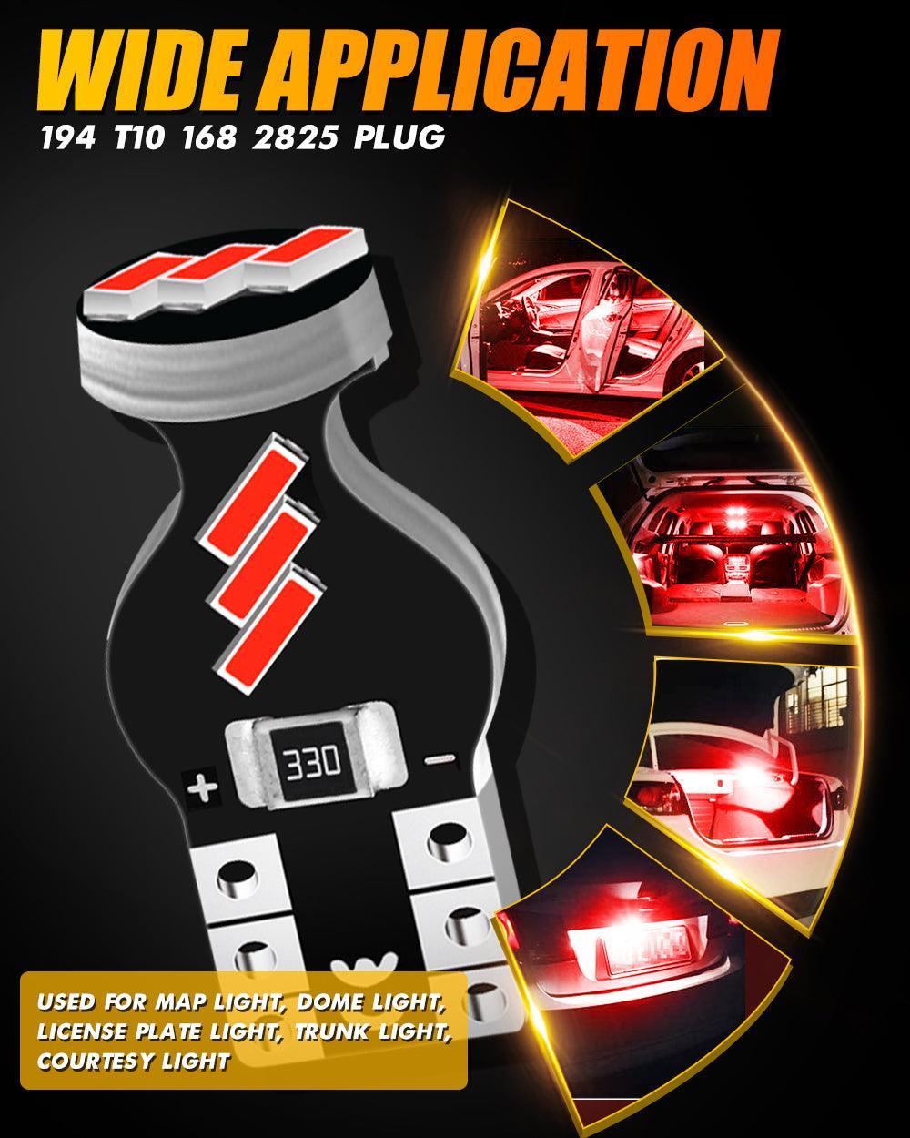 168 2825 W5W T10 LED Interior Light Bulbs 1.5W 300% Brighter Red | 10 Bulbs - Image 9
