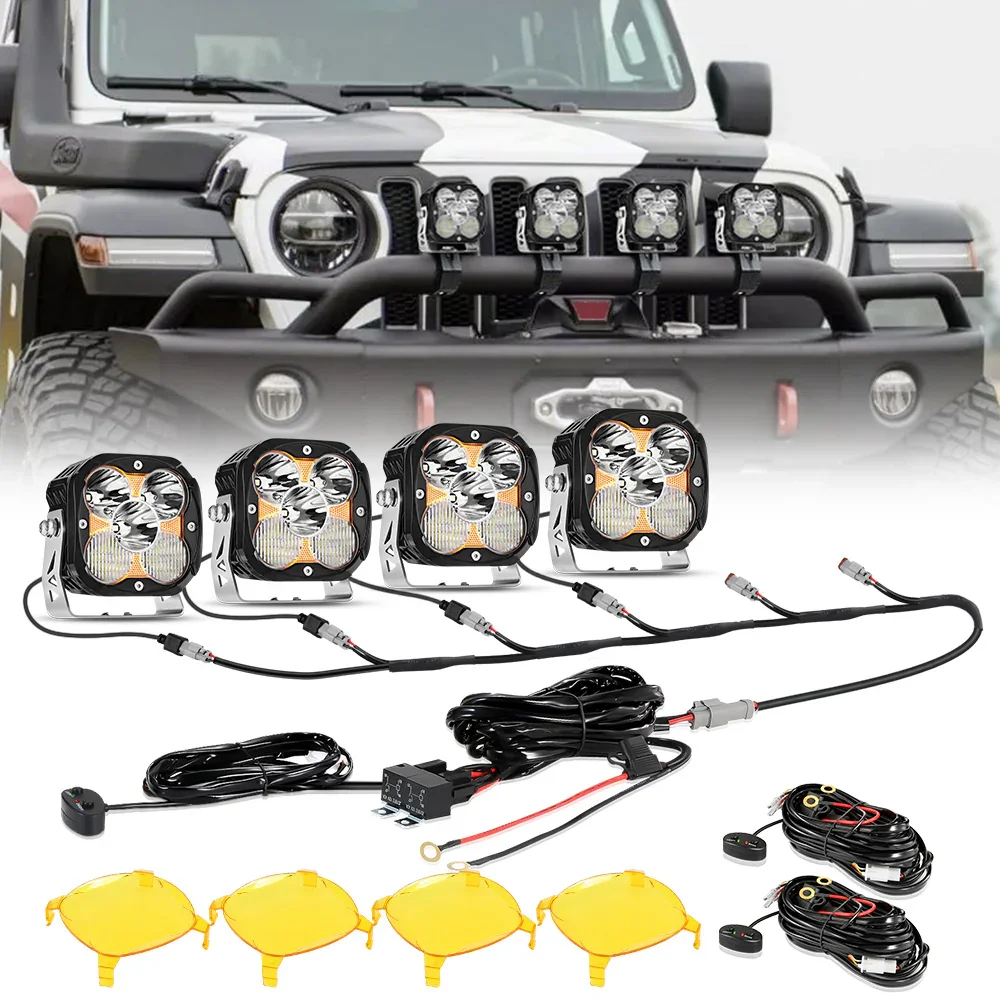 XP-ULTRA Series 4.5 Inch Combo Beam LED Pod Lights Off Road Lights with Amber DRL - Image 9