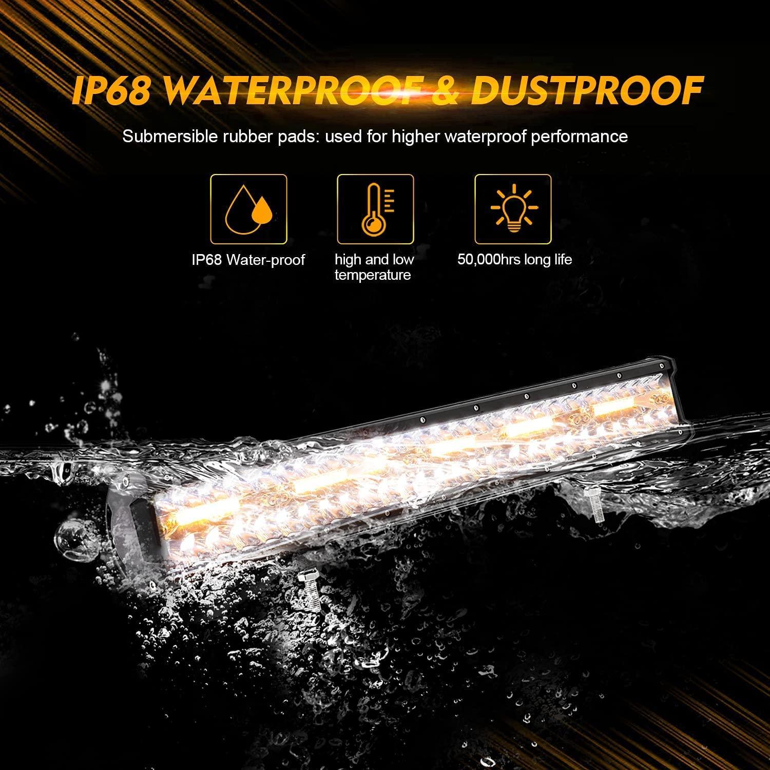 6 Modes Series 20 Inch White&Amber Off Road Led Light Bar - Image 4