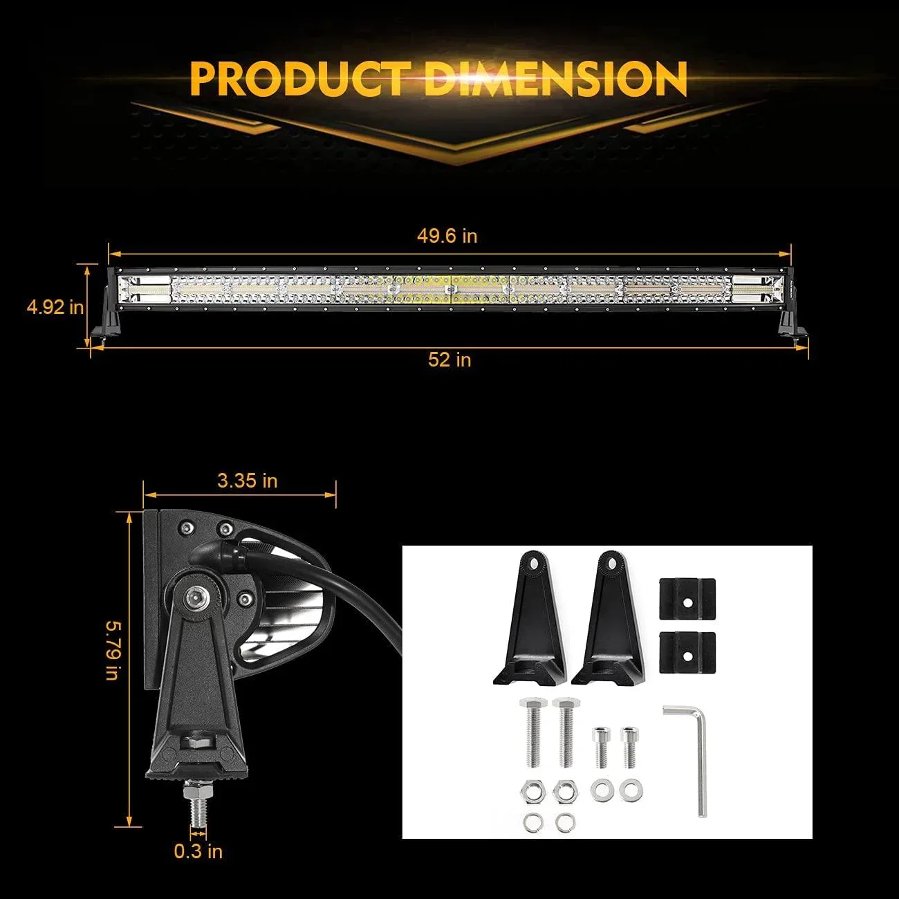 50 Inch 6 Modes White&Amber Curved Off Road Led Light Bar - Image 6