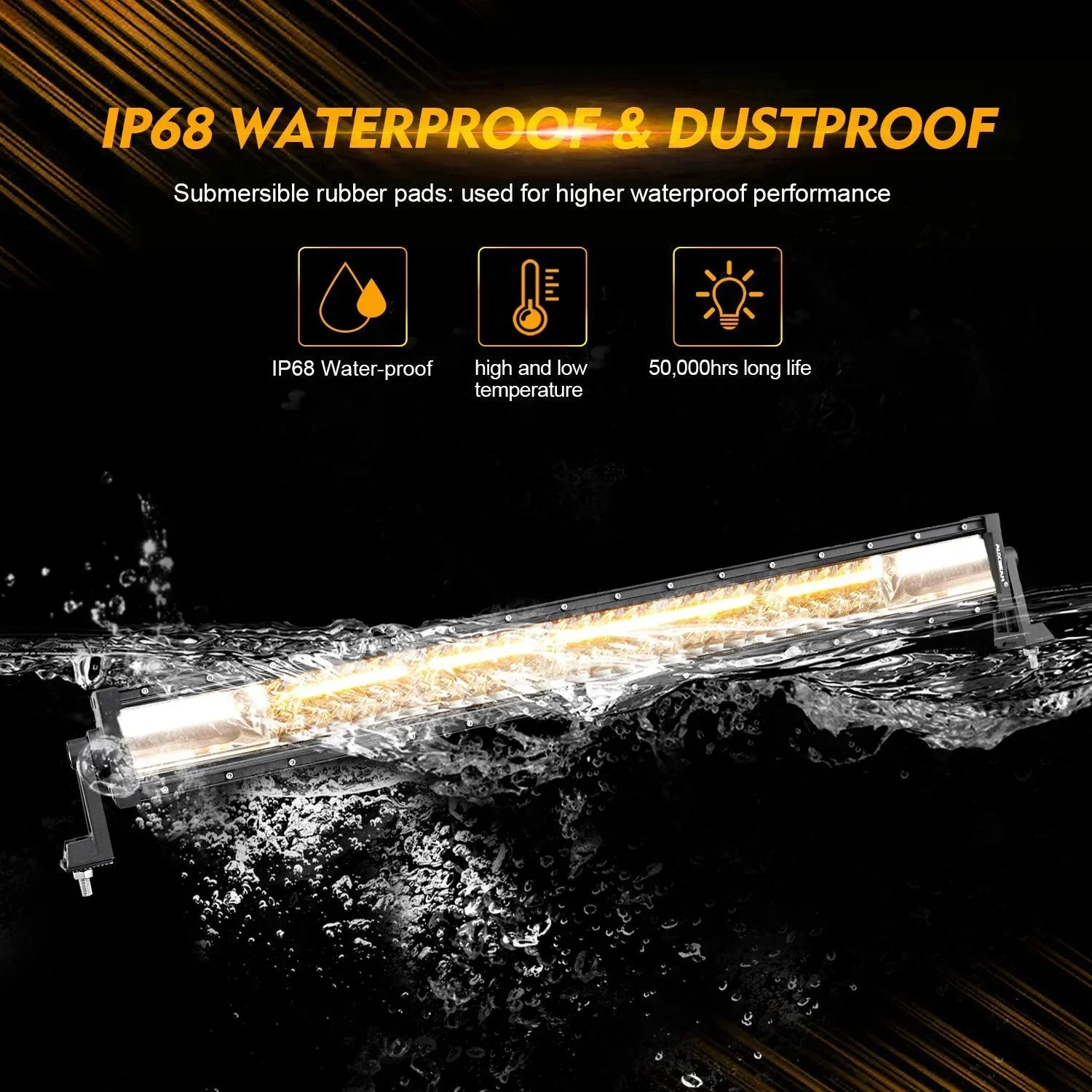 30 Inch 6 Modes White&Amber Straight Off Road Led Light Bar - Image 7