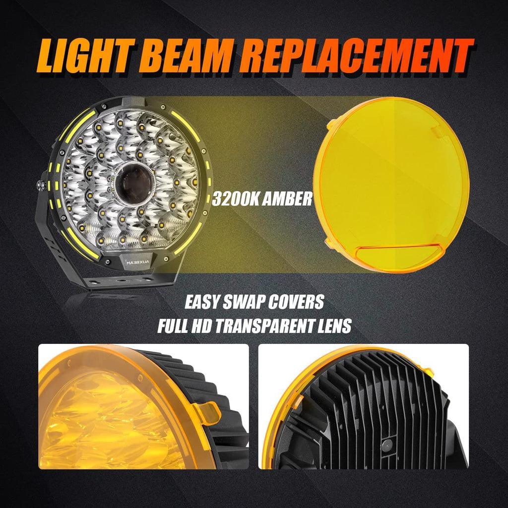 (2pcs/set) 9 INCH 270W 37776LM 360-PRO Series Custom Lens Offroad LED Driving Lights+Amber/Black Covers(Optional) for JEEP WRANGLER JL JK TJ - Image 5