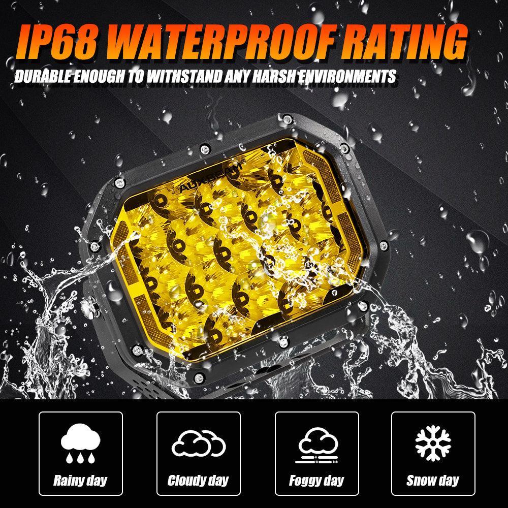 7x5 Inch Rectangle LED Pods Amber Spot Driving Lights with DRL FOR ATV UTV SIDE BY SIDE 4X4 - Image 5