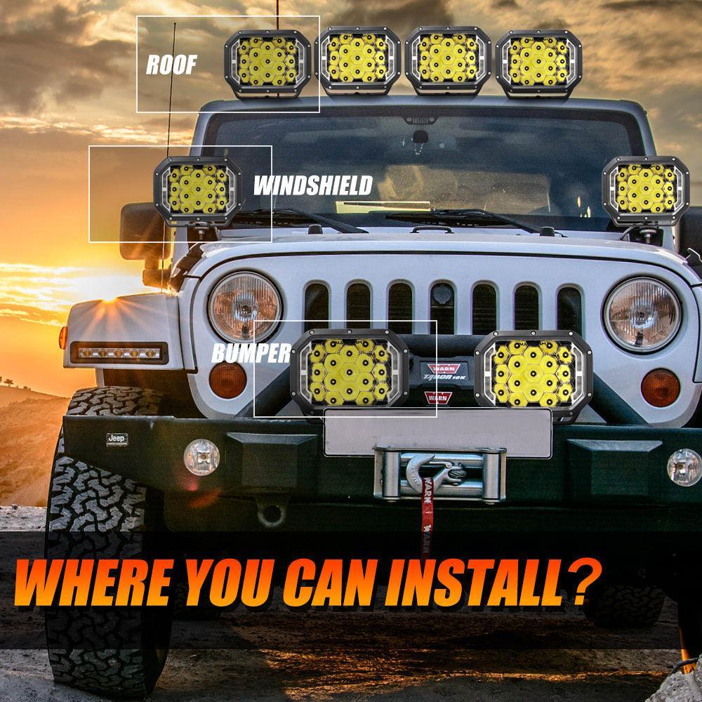 7x5 Inch Rectangle LED Pods White Spot Driving Lights with DRL FOR ATV UTV SIDE BY SIDE 4X4 - Image 3