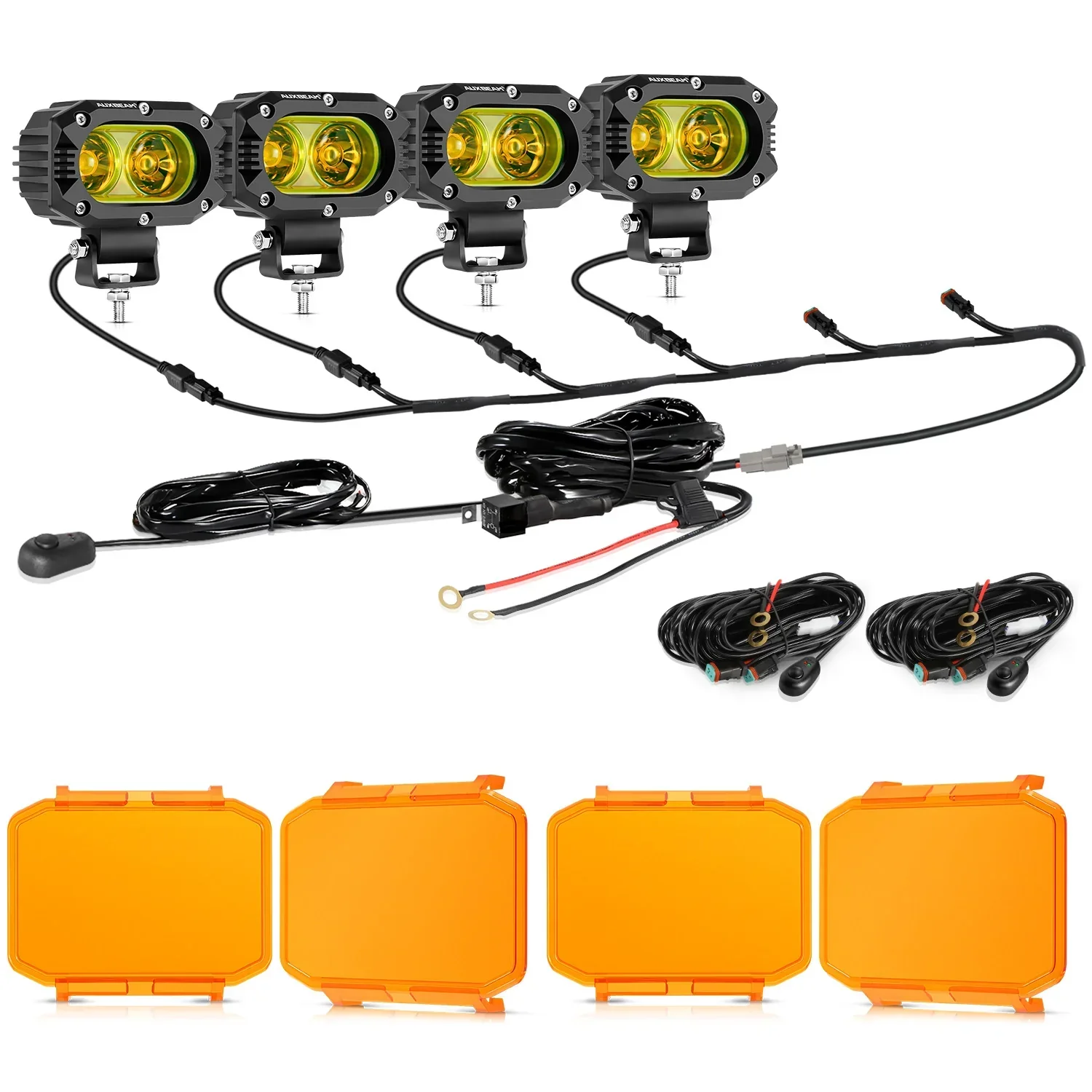 R4 Series | 4 Inch 60W LED Pods Light Flood Beam Amber Light - Image 22