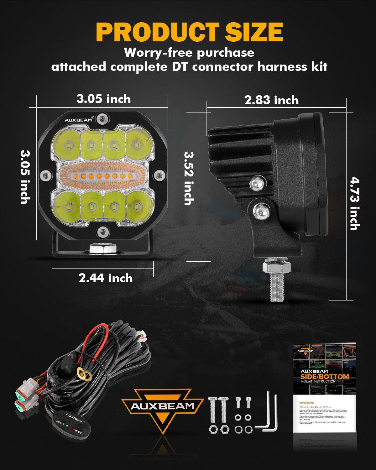 XP-ULTRA Series 3 INCH 96W 9600LM LED PODS 6 MODES WHITE AMBER FLASHING LED DRIVING LIGHTS - Image 11